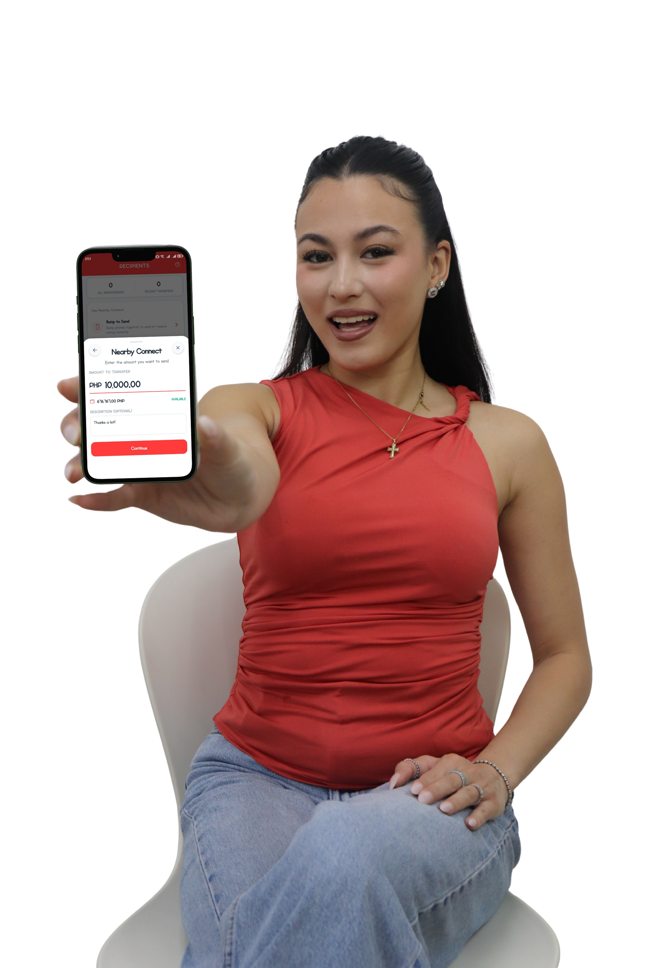 Person using Nearby Connect to send money